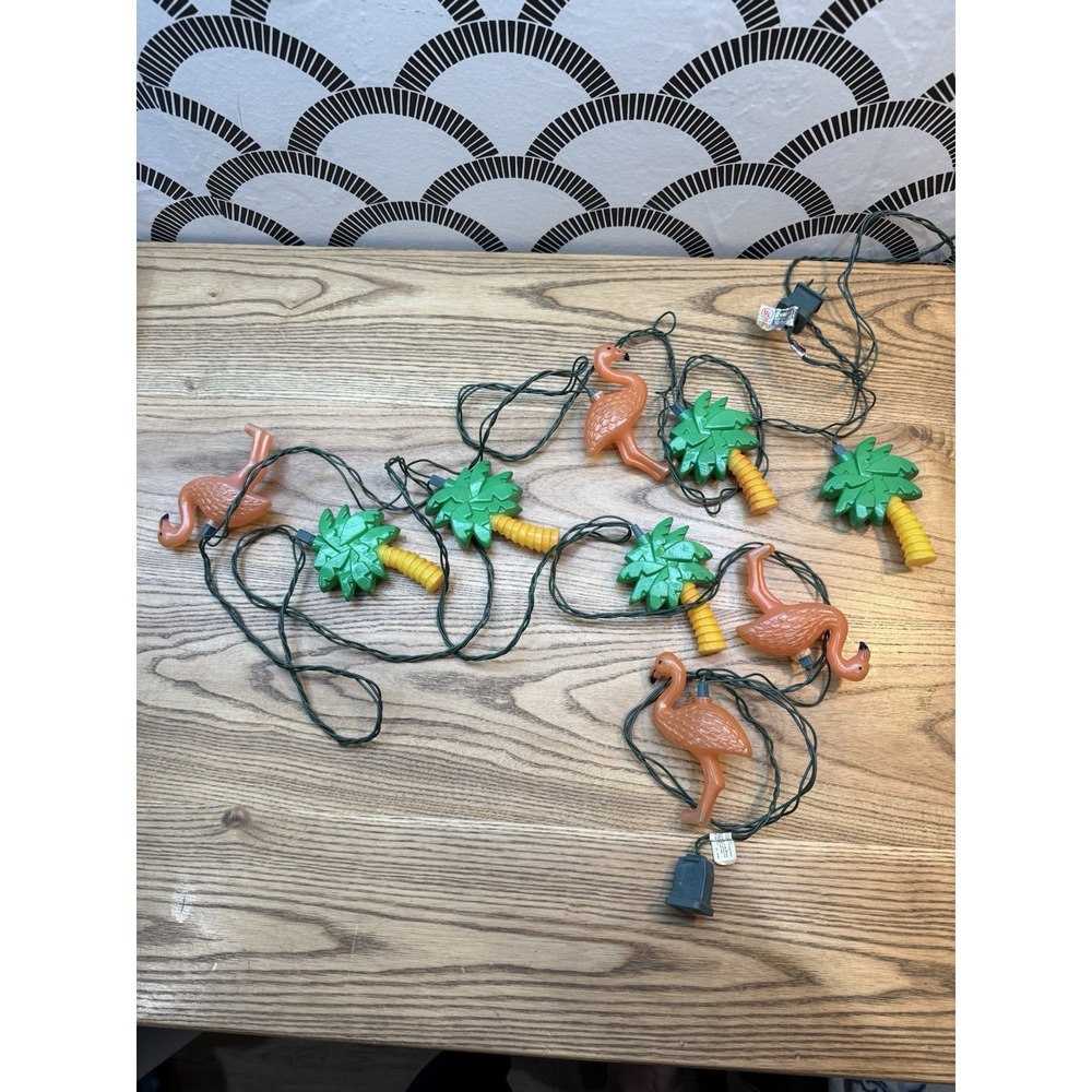 Noma 7 Blow Mold Plastic Palm Tree Flamingo Patio RV Camping Tiki String Lights - Picture 3 of 7